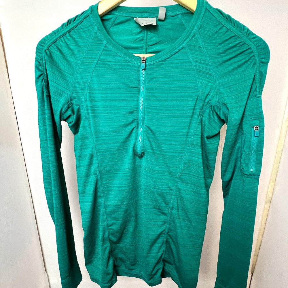 Athleta | Pacifica Long Teal Sleeve Half-Zip‎ Size XS